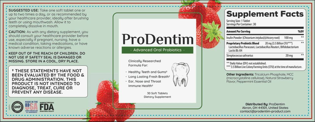 Prodentim ingredients back label